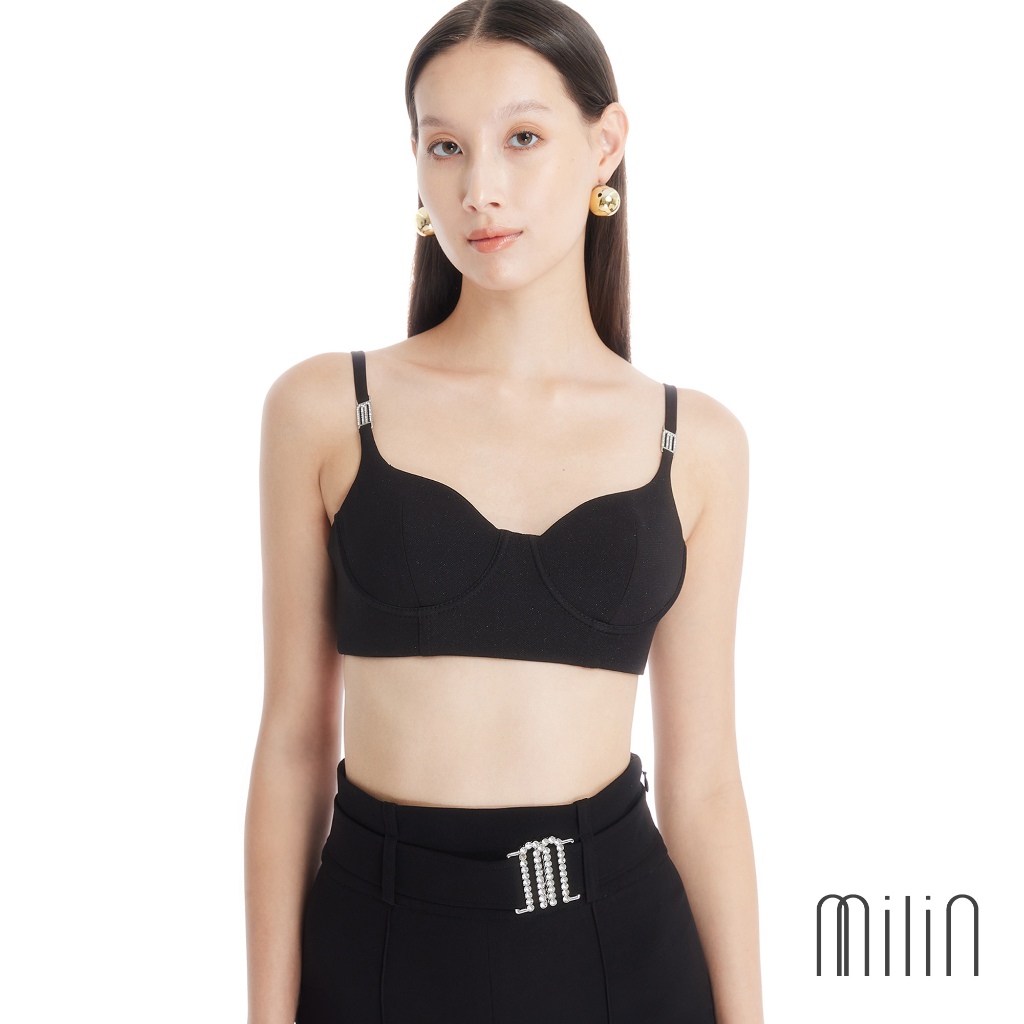 [MILIN] Bewitch Milin M logo decorated on straps Bralette Top เสื้อบราเสริมโครงคอรูปทรงหัวใจตกแต่งด้