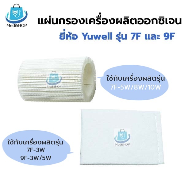 Yuwell Air Filter แผ่นกรองฝุ่นเครื่องผลิตออกซิเจน ยูเวล รุ่น 7F-3, F7-5W/8W/10W, 9F-3W/5W ฟิลเตอร์กร