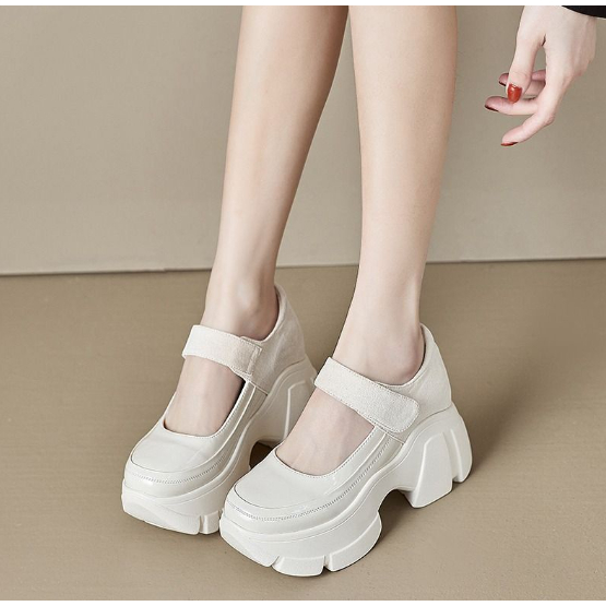 💖รองเท้าแมรี่เจน พื้นหนา สายตีนตุ๊กแก ส้น 8cm