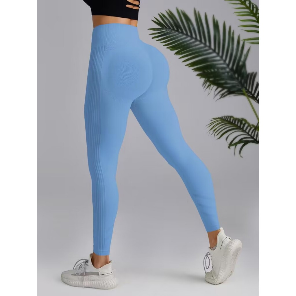 🔥【เตรียมส่ง】🔥(Yoga)กางเกงโยคะกางเกงกีฬาขายาวเอวสูงผ้าถักไร้ตะเข็บกีฬาขายาวระบายอากาศได้ดี - รูปที่ 4