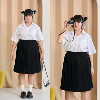 🩶ไซส์ใหญ่🩶 เสื้อนักศึกษาทรงบอย ทรงบอยสาวอวบ คอจีน-คอปก รอบอก40-56