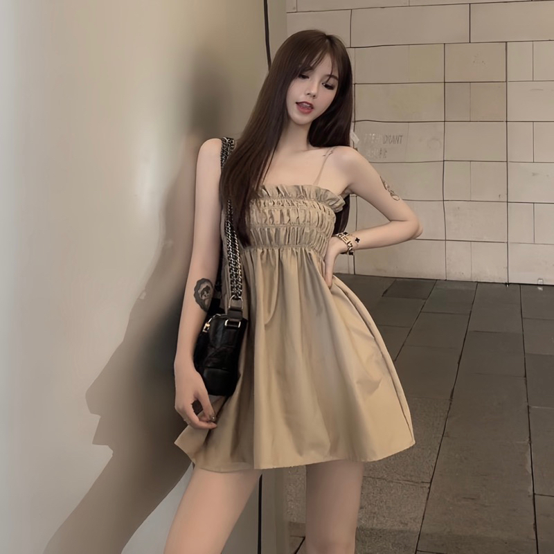 สาวอวบ มินิเดรสเกาะอกสายเดี่ยว CPCSDLTS119 (พลัสไซส์ ไซส์ใหญ่ 45-100kg. มีทุกไซด์) Cherrypinkcloset