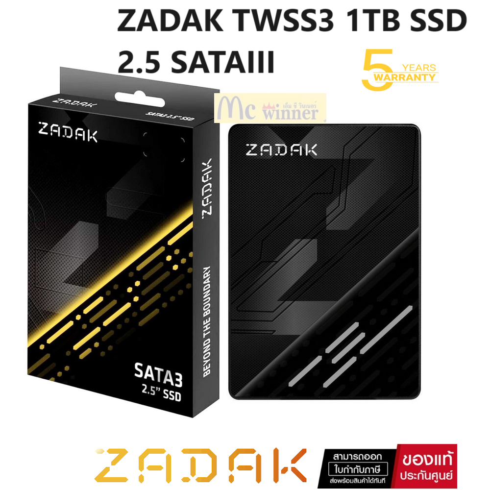1TB SSD (เอสเอสดีความเร็วสูง) ZADAK TWSS3 SATA3 (6Gb/s) 2.5" 3D TLC (Read 560MB/s | Write 540MB/s) ประกัน 5 ปี