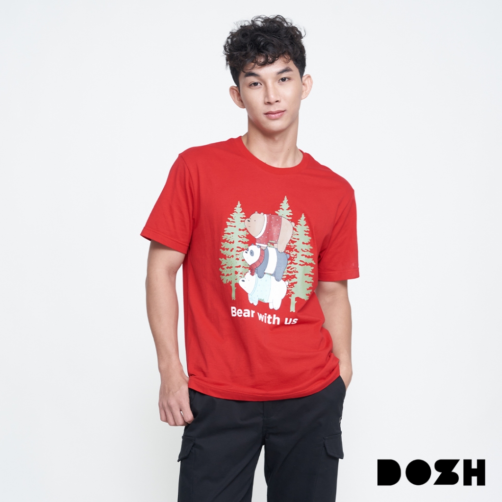 DOSH MEN'S T-SHIRTS WE BARE BEARS เสื้อยืดคอกลมผู้ชาย DBBMT5056-RE