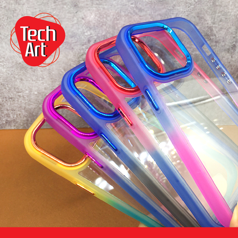 i15 i15Pro i15+ i15Promaxเคสมือถือขอบนิ่มกันรอยกล้องขอบเงาด้านหลังใส ขอบไล่สีสวยงาม