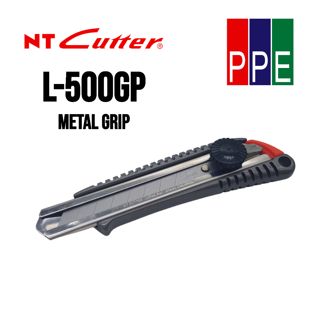 L-500GP [NT Cutter] มีดคัตเตอร์งานหนักขนาด 18mm. Heavy Duty with Metal grip 18mm.