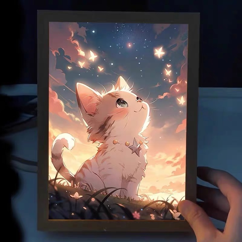 โคมไฟรูปแมว ตกแต่งบ้าน, ตกแต่งผนัง, ภาพวาดตกแต่ง,ของขวัญวันเกิด แฟน