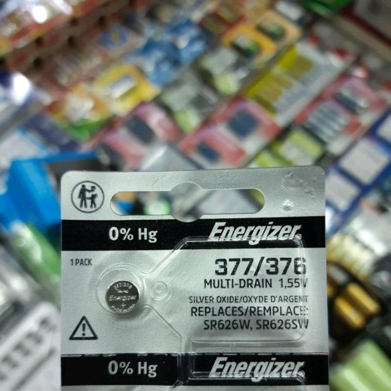 ถ่านกระดุม Energizer 377, 377/376, SR626SW  1.55V 1ก้อน ของใหม่ ของแท้ Made in Japan