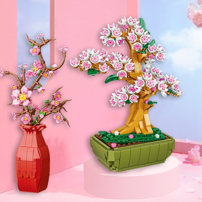 จัดส่งภายใน24ชม.ตัวต่อเลโก้ ต้นซากุระ DIY เลโก้ดอกไม้ ช่อดอกไม้อมตะ ของขวัญวันเกิด เลโก้ดอกไม้ตกแต่ง