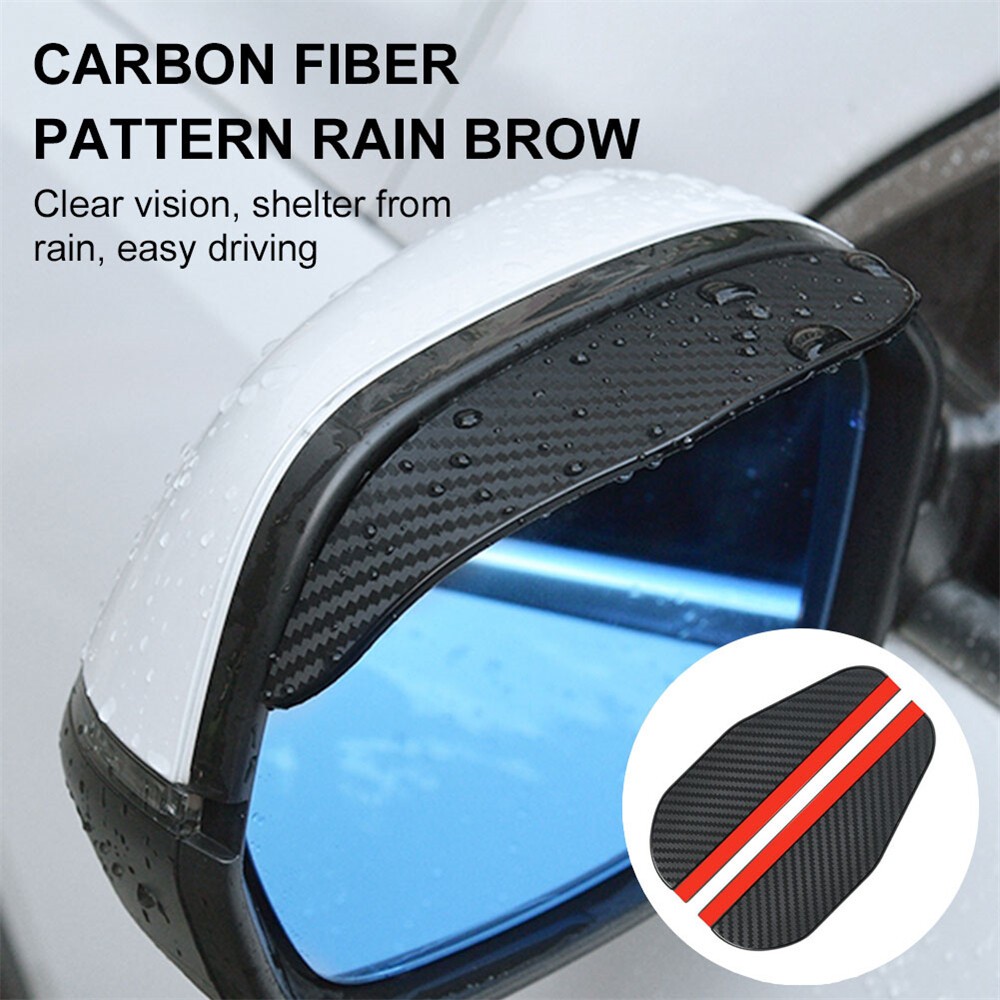 กระจกมองหลังรถยนต์ คิ้วกันฝน (2 ชิ้น) กระจกมองหลัง Rain Visor คิ้วคาร์บอนไฟเบอร์กันน้ำ Sunproof Universal สำหรับ Car