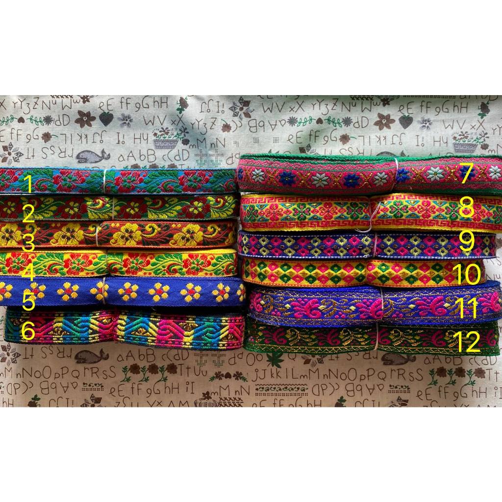 ริบบิ้น 4506เทปจีนเครื่องตกแต่งDIY ความกว้าง2cm เทปผ้าเย็บปักถักร้อยกลุ่มชนกลุ่มน้อย ใช้สำหรับตกแต่งเสื้อผ้า