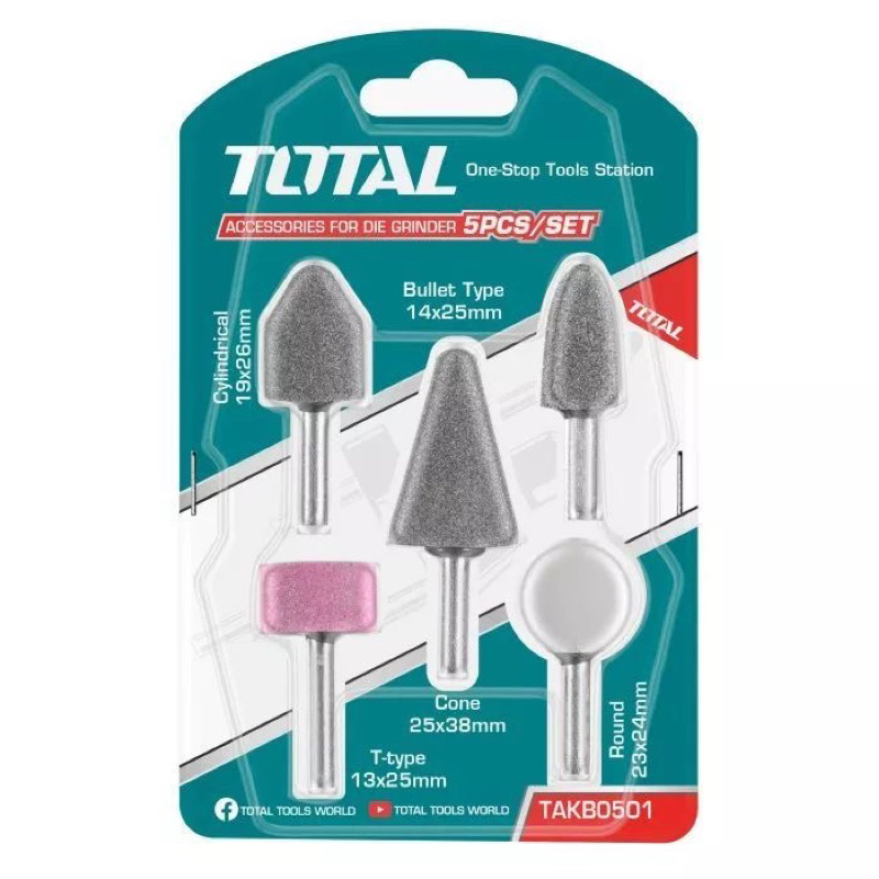 Total หินเจียร์นัย 5 ตัวชุด รุ่น TAKB0501 แกลน 6มิน ( Accessories for Mini Drill )