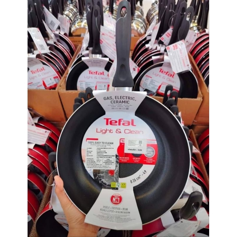 [พร้อมส่ง] Tefal กระทะเทฟล่อน เคลือบกันติด Titanium Non-Stck Tefal Light&Clean ของแท้100% ขนาด 26cm.