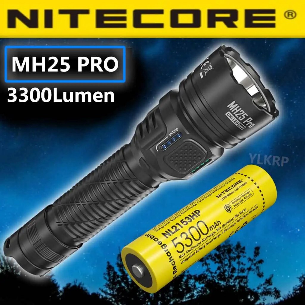 ไฟฉายแรงสูง Nitecore MH25 Pro 3,300 Lumens พุ่งไกล 705 เมตร พร้อมแบต Nl2153hp