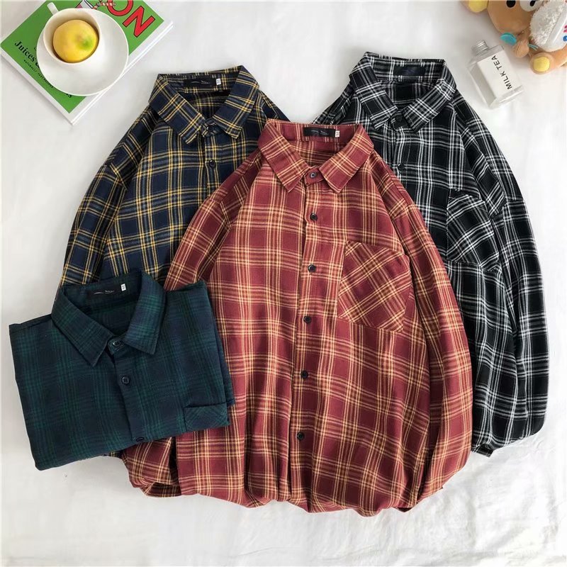 CTA1867 ใหม่ Hot Sale เสื้อเชิ๊ตแขนยาวลายสก็อตแนวสตรีท Cotton แฟชั่นฤดูร้อน ยอดฮิตสำหรับหนุ่มๆ M-XXL