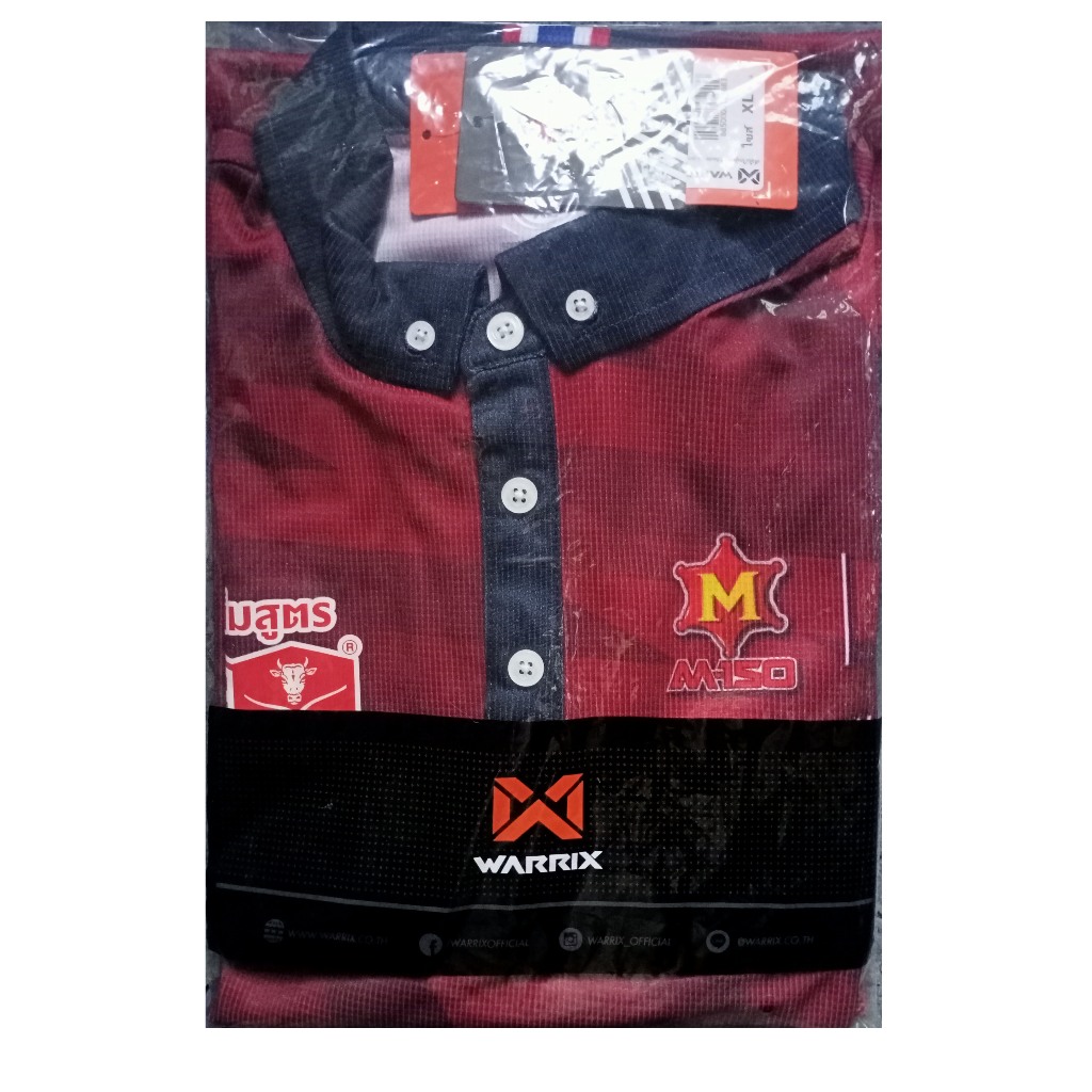 WARRIX วอร์ริกซ์ เสื้อทีมชาติไทย รุ่น M-150 x ปุ๋ยตราหัววัว-คันไถ คอกระดุม สีแดง ไซส์ XL สภาพของใหม่