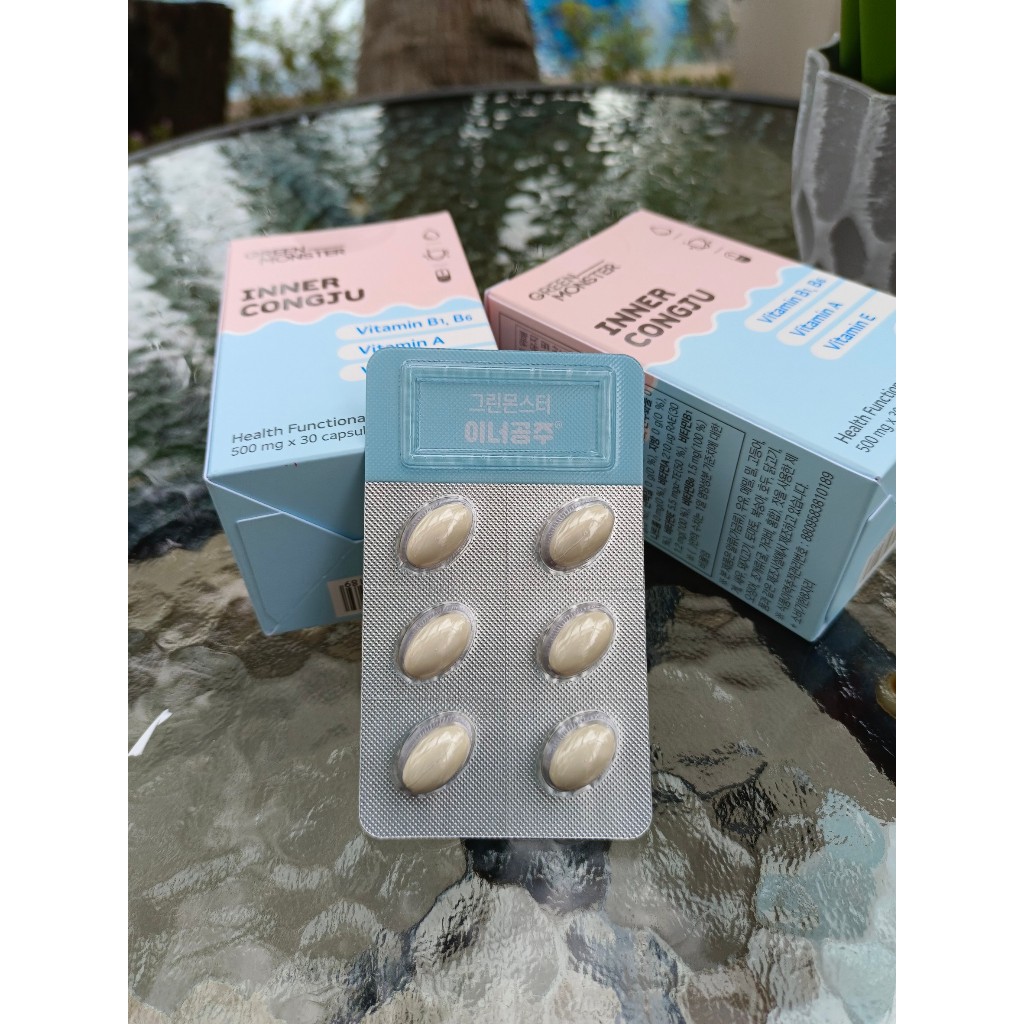 GREEN MONSTER INNER CONGJU 500 MG. (30 TABLETS) วิตามินผิวสวยแบบสาวเกาหลี 30 เม็ด อาหารเสริมวิตามิน