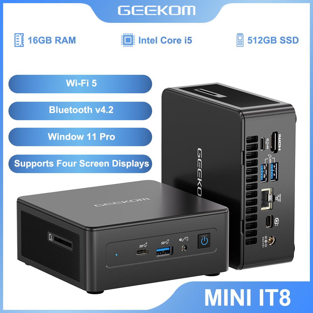 GEEKOM Mini IT8 Mini PC Intel i5-8279U Mini Desktop Computer 16GB RAM 512GB PCIe SSD, Windows 11 Pro