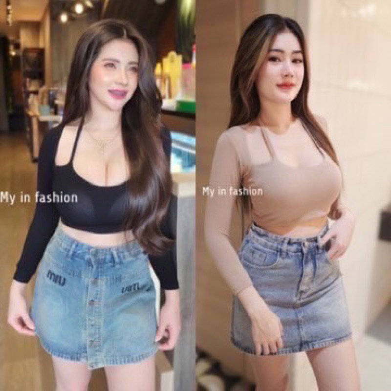 🎊mnv_shop🎊mini cop มินิครอปเสริมฟองน้ำในตัว‼️ แต่งสายผูกคอ ทรงสวย 🔥ผ้าเรย่อน🔥 เสื้อครอปแช่บๆค่าใส่แบบปังๆ🔥🔥