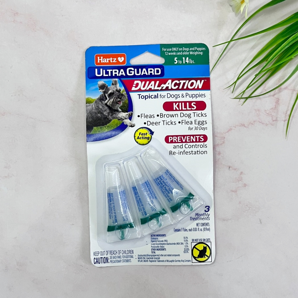 [Hartz®] UltraGuard Dual Action Flea & Tick Topical for Small Dogs 3 Tubes สำหรับสุนัข