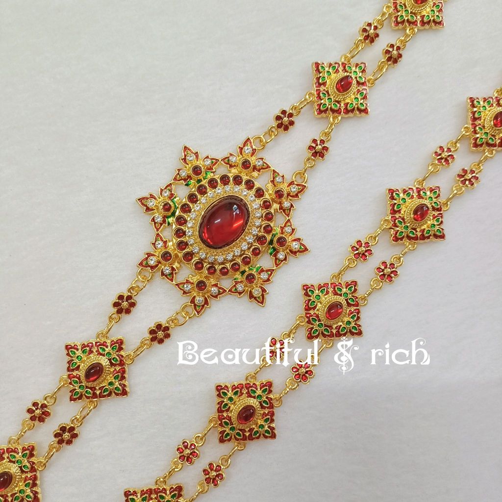 ชุดเซ็ทเครื่องประดับชุดไทย สีทองงานลงยา ชุดที่010 - รูปที่ 4