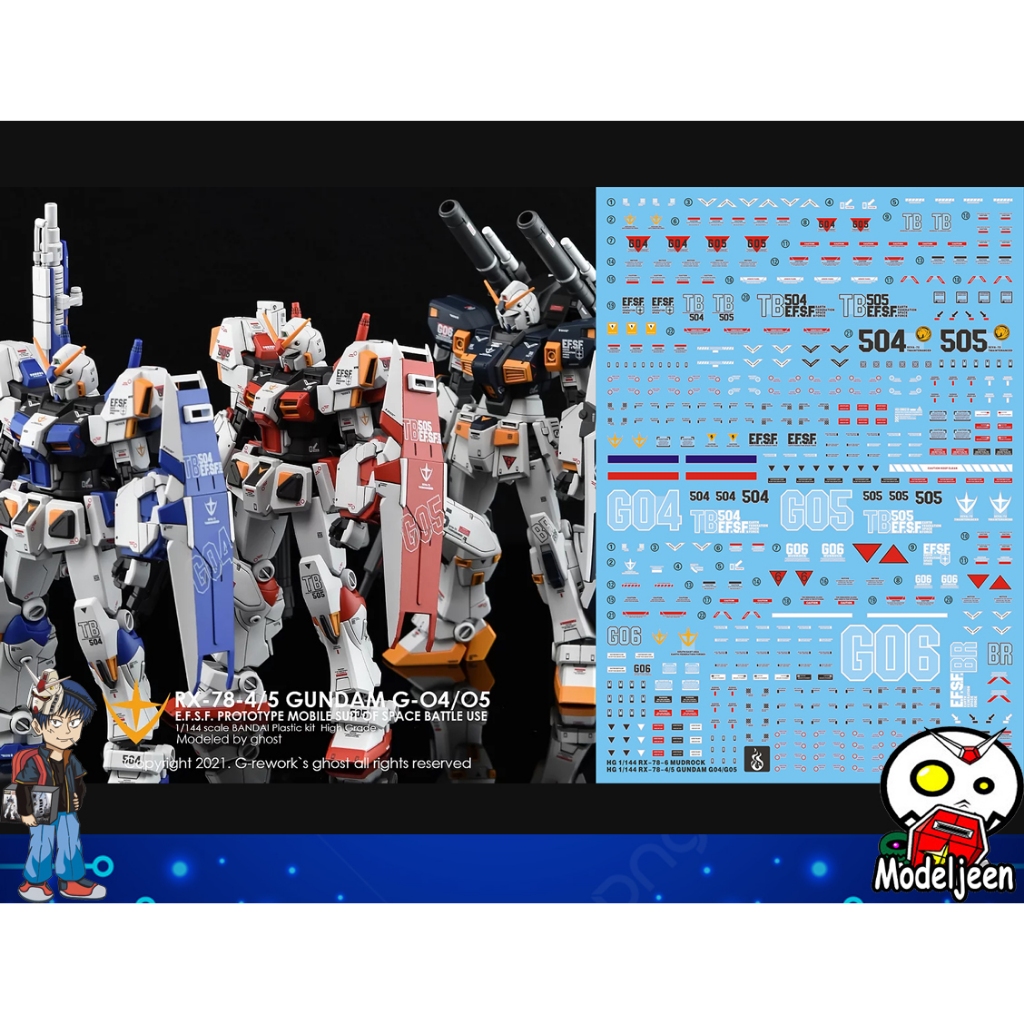 (Ghost Decal) Water Decal 032 HG1/144 Gundam RX-78-4/5/6 (G4,G5,G6)