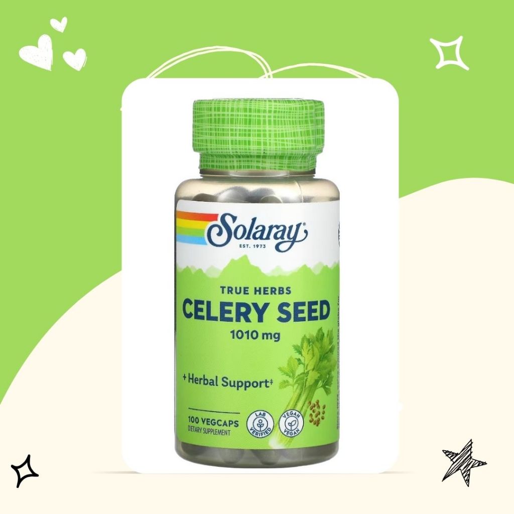 [พร้อมส่ง!] Solaray, เมล็ดขึ้นฉ่ายฝรั่ง Celery Seed 100 VegCap