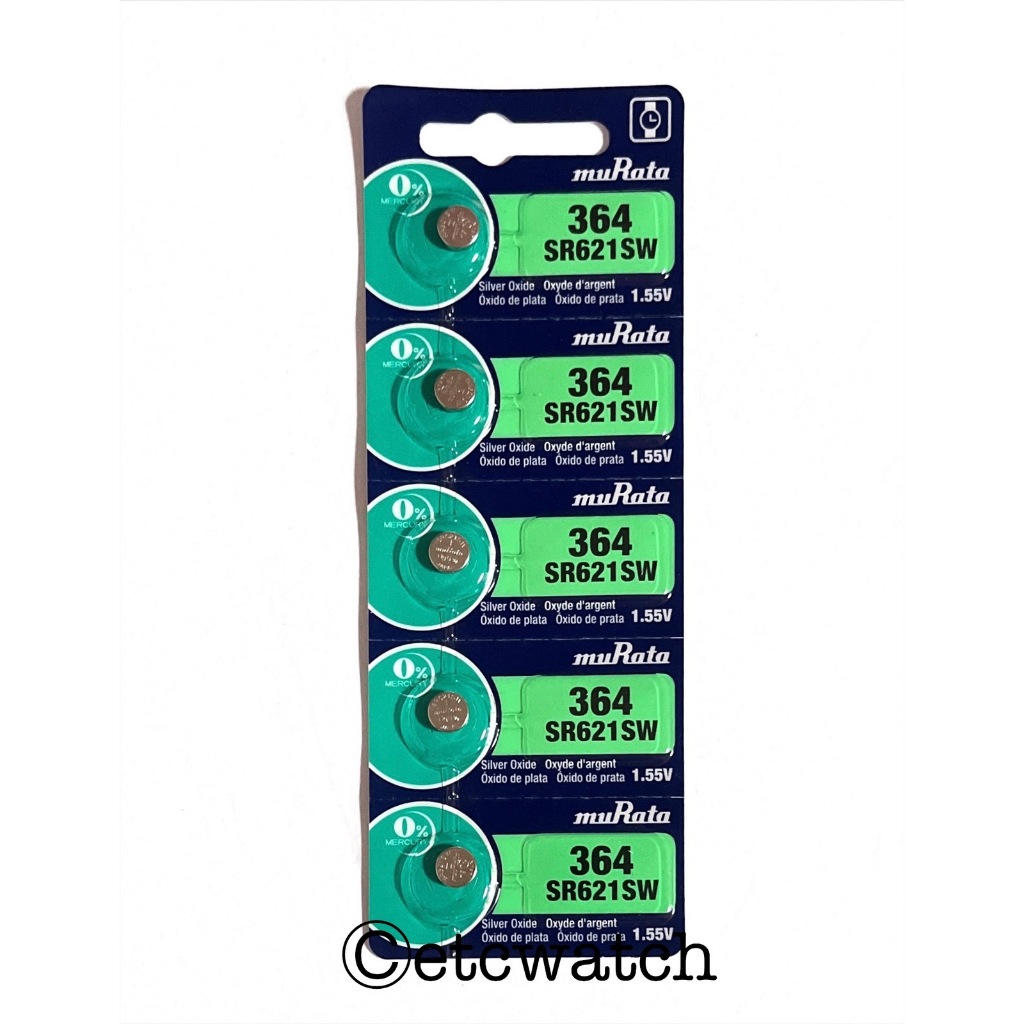 พร้อมส่ง> ถ่านกระดุม Murata SR621SW / 364 1 แผง 5 ก้อน หมดอายุ 12/2025