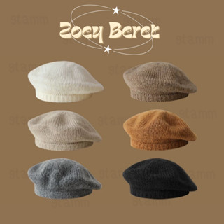𝐙𝐨𝐞𝐲 𝐁𝐞𝐫𝐞𝐭 - หมวกเบเร่ต์ ผ้าวูลหนา หมวกทรงวินเทจ หมวกไหมพรม[…