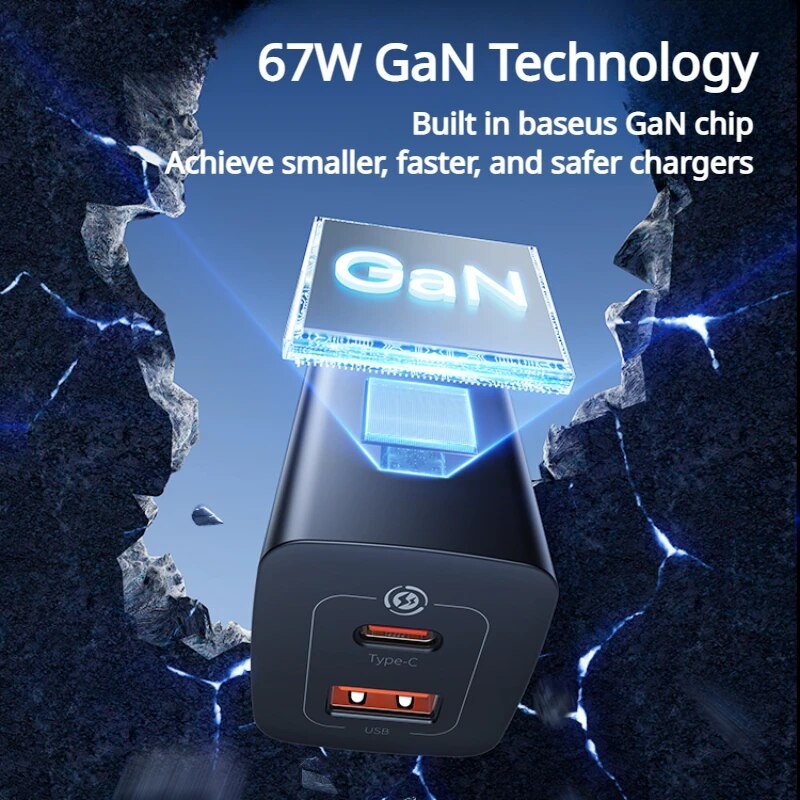 หัวชาร์จ GaN3 Lite Quick Charger Baseus 67W (สินค้าแท้ 100%) ราคา ถูกที่สุด ดีลบีเคเค แกลเลอรีภาพที่ 2