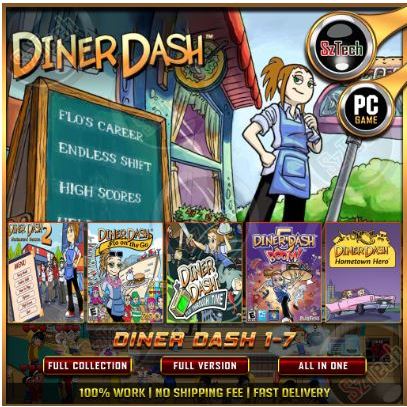 Diner Dash 1-7 [PC GAME] 🔥 [ DIGITAL DOWNLOAD] 🔥Classic Games🔥Time Management🔥Nostalgia Game🔥