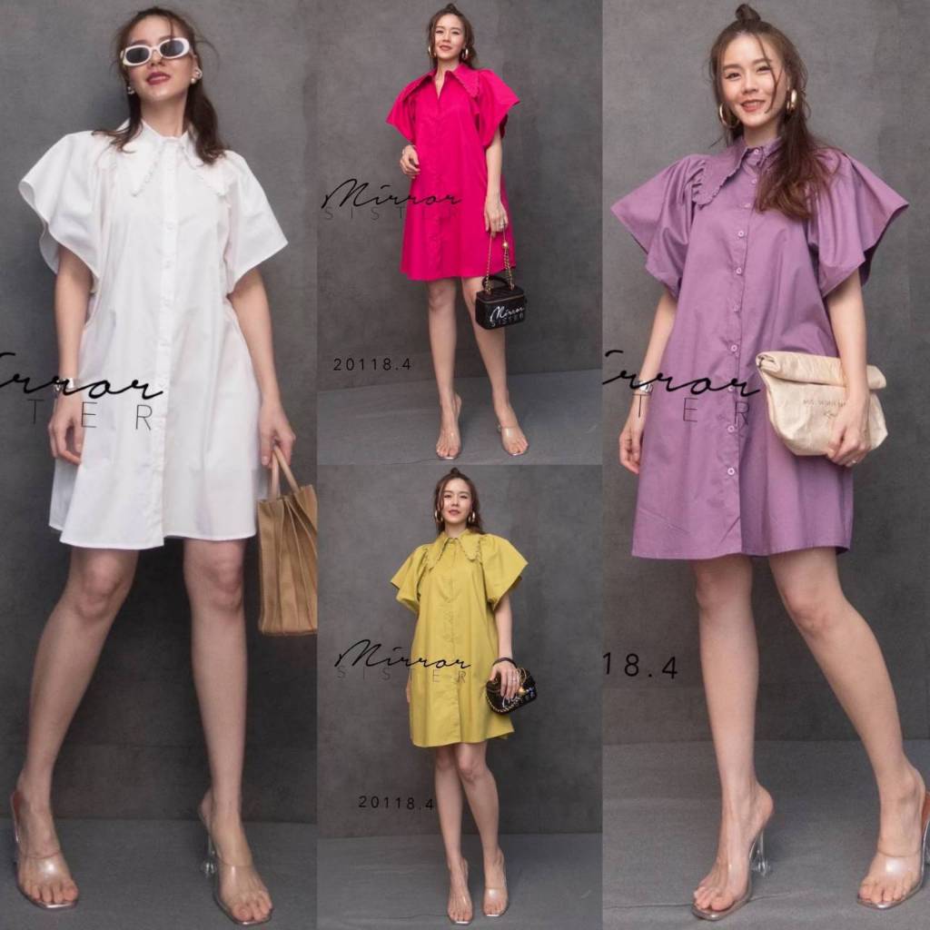 MirrorSister 20118.4 เดรสเชิ้ต ดีเทลเก๋ น่ารักคิ้วท์ๆ แพทเทรินใส่ง่าย สวยเก๋ ที่ช่วงแขนบานนิดๆ สวย