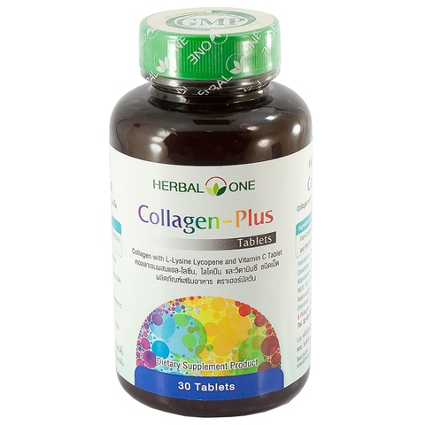 Herbal One Collagen Plus เฮอร์บัลวัน คอลลาเจน พลัส (อ้วยอันโอสถ) [30 เม็ด] คอลลาเจนผสมไลซีน