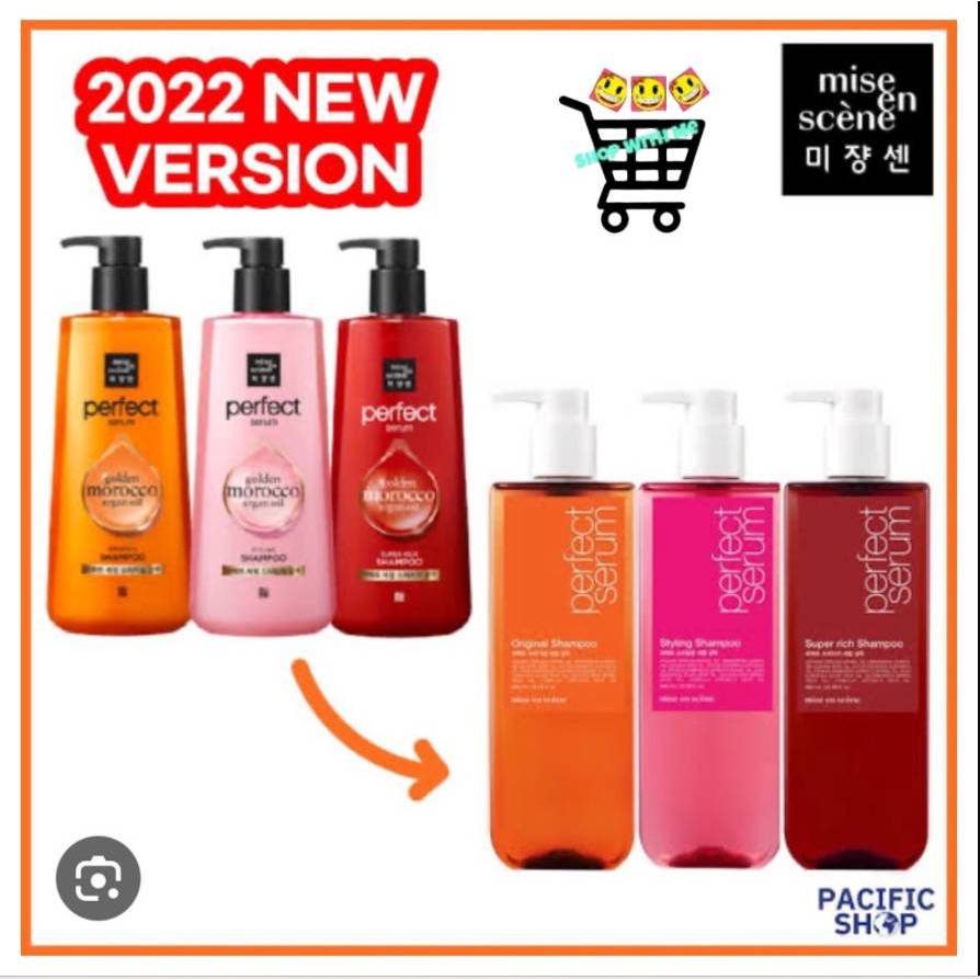 แพคเกจใหม่ 2022 Mise en scene Perfect Serum Shampoo แชมพู และ ครีมนวดผม