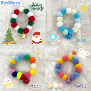 PetStern ปลอกคอแมว ปลอกคอปอมปอม ปลอกคอแมว ปลอกคอสุนัข สไตล์คริสมาส น่ารัก