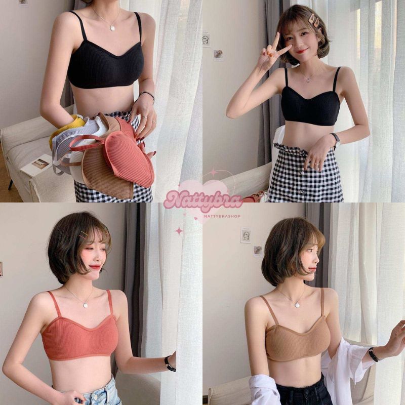 ลด30% โค้ดINC283ZN Nattybra บรา ไร้โครง ไร้ขอบ เสื้อในผู้หญิง มีฟองน้ำ กระชับ ลายเส้นสีสดใส