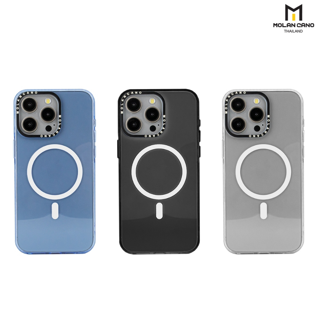 Molan cano รุ่น  เคสใส 15/15+/15P/15PM  เคสนิ่ม เคส ชาร์จได้ case Jelly mag  สีดำ,น้ำเงิน,ใส
