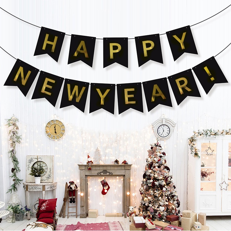 (ส่งจากไทย)​ ธงปีใหม่ ธงHAPPY NEW YEAR ใช้ตกแต่งงานปาร์ตี้ปีใหม่, เทศกาลปีใหม่