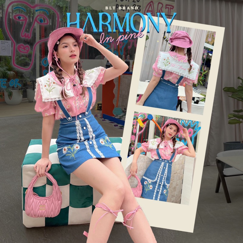 MYT x BLT BRAND : [BT207] : Harmony In Pink : Set เซ็ทเอี๊ยมเสื้อชมพูกระโปรงยีนส์