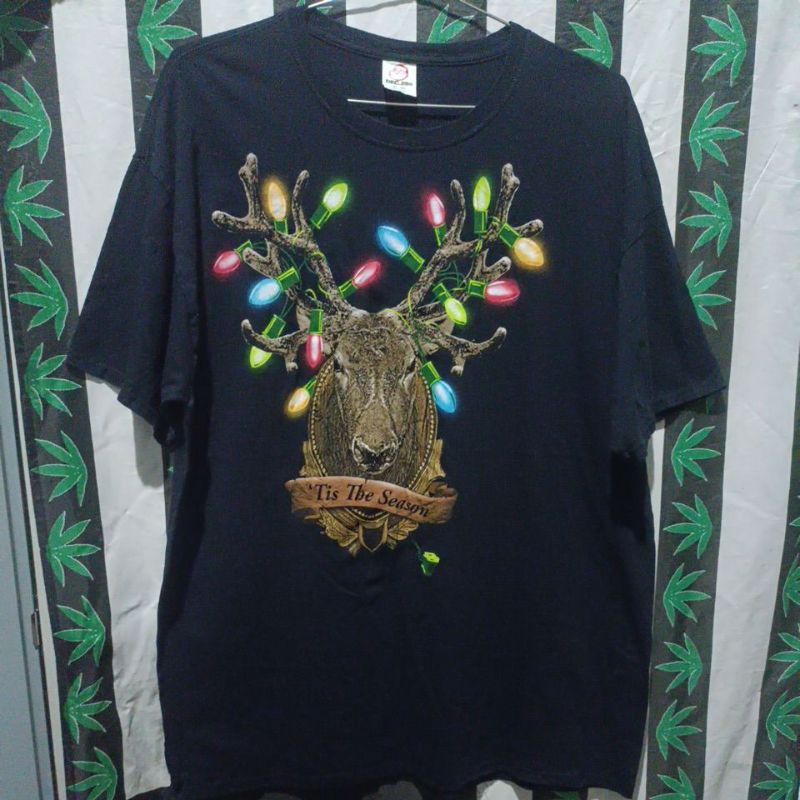 เสื้อยืดมือสอง Usa กวาง ลายมัน ลายสวย ป้ายซานต้าครอส Size XL.อก24/ยาว31