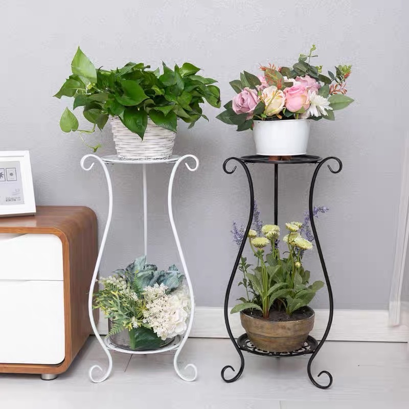 ขาตั้งกระถาง ชั้นวางกระถางต้นไม้ 2 ชั้นสูง เหล็กดัดจัดดอกไม้ รับน้ำหนักได้มาก
