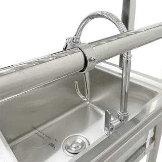 ซิงค์ล้างจานสแตนเลส พร้อมที่คว่ำจาน อ่างล้างจาน 1 หลุมซ้าย 120x60x80ซม Single Bowl Kitchen Sink // SK120-60-ST256L