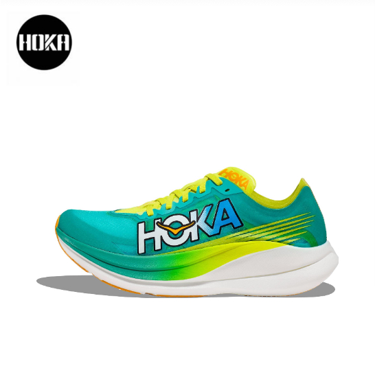 HOKA ONE ONE U ROCKET X 2 ของแท้ 100 % เหลือง - เขียว รองเท้าผ้าใบ รองเท้าผ้าใบ