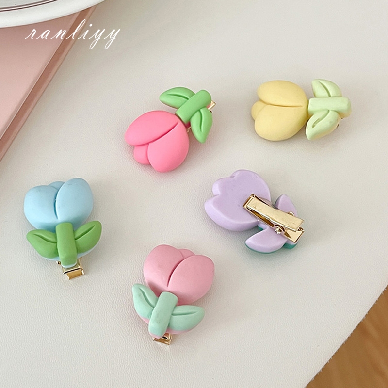 ส่งเร็ว กิ๊บติดผมดอกทิวลิปสีแคนดี้แฟชั่นเกาหลีน่ารักดอกไม้คลิปด้านข้างนักเรียนสำหรับผู้หญิงเครื่องประดับผม-Ranliyy