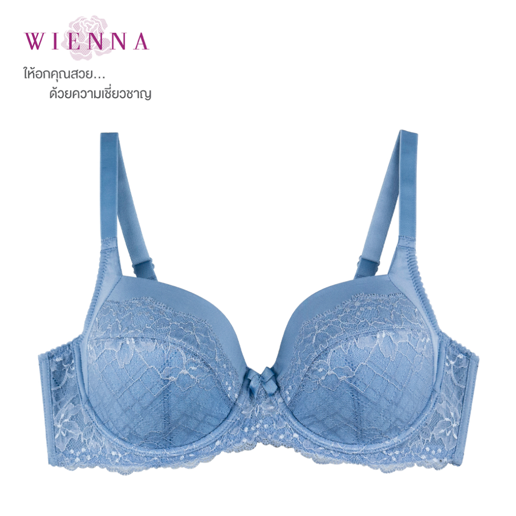 WIENNA เสื้อชั้นใน New Collection Blossom Bloom DB41939 มีโครง สีเนื้อ สีฟ้า (Tulip Carnation)
