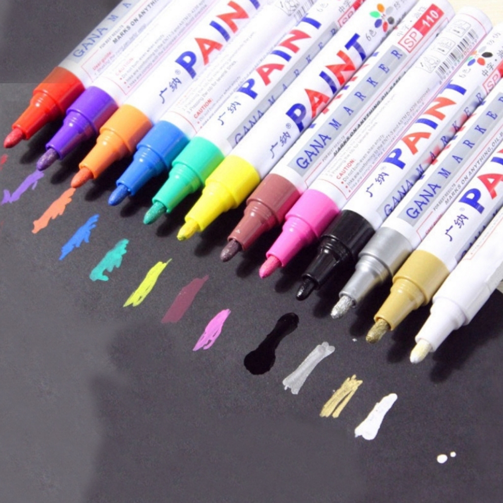 ปากกามาร์กเกอร์สีน้ํามันกันน้ําแห้งเร็ว 12 สีสําหรับวาดภาพระบายสี Diy