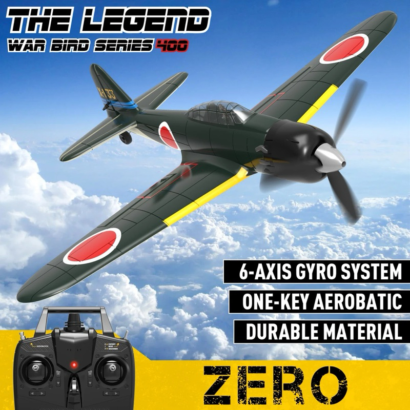 เครื่องบินบังคับวิทยุTHE LEGEND A6M ZERO WARBIRD 761-15 4CH2.4GHz6-Axis 400MM แบตเตอรี่ชาร์จอุปกรณ์พ