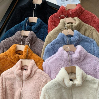 [ พร้อมส่งในไทย ส่งด่วน ] เสื้อคลุมกันหนาวผ้าฟลีซ สไตล์เกาหลี ขนนุ่ม ส่วมใส่เพิ่มความอบอุ่น K1