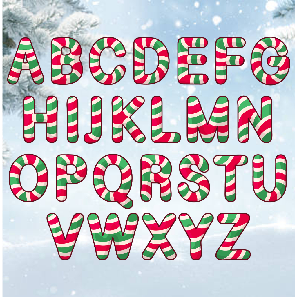ตัวรีดติดเสื้ออักษร Candy Christmas P - Z FP002F รีดง่ายรีดติดทุกเนื้อผ้า