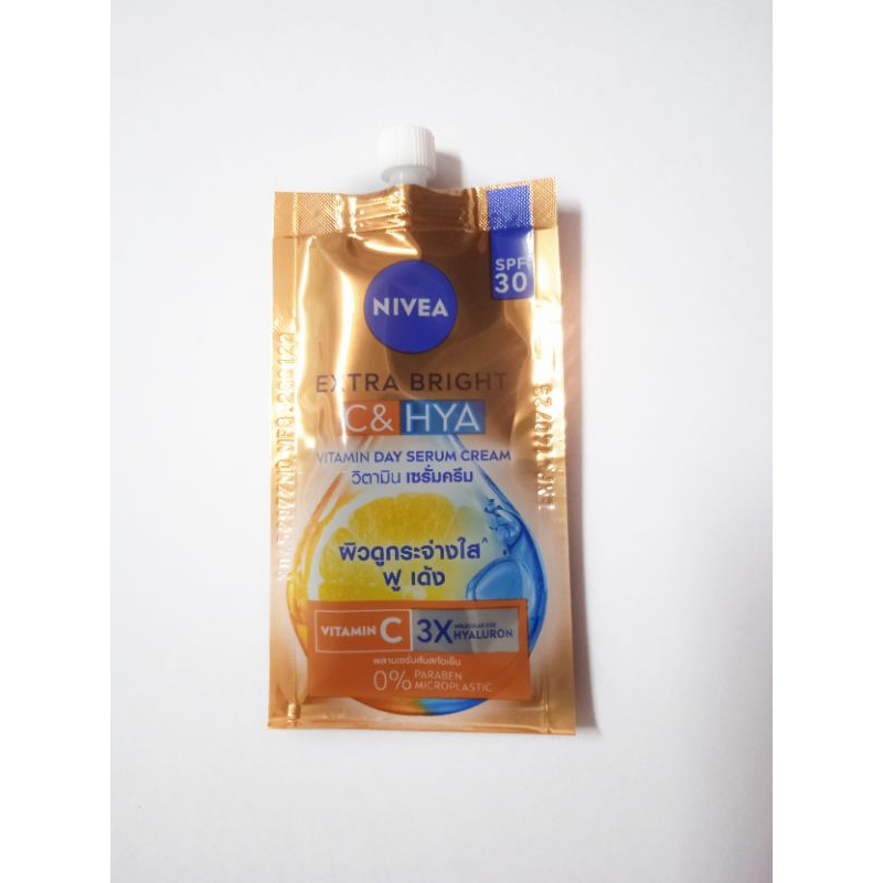 (1ซอง)นีเวีย ซอง ขนาดทดลอง Nivea นีเวีย เอ็กซ์ตร้า ไบรท์ ซี แอนด์ ไฮยา วิตามิน เดย์ เซรั่ม-ครีม